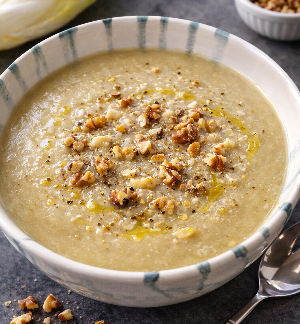 Velouté d’endives au Maroilles et aux noix