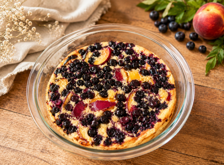 Clafoutis aux nectarines et myrtilles
